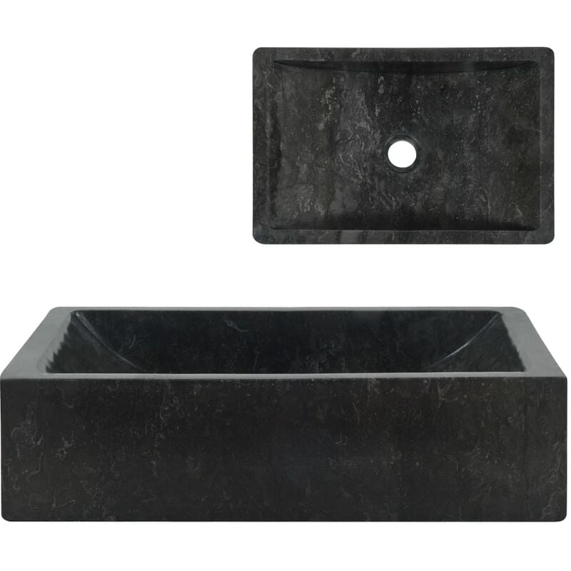 Lavabo Vasque à poser - Lavabo salle de bain - 45 x 30 x 12 cm Marbre Noir Chic-584787