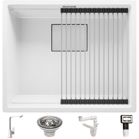 Siphon convertible pour évier ou lavabo, blanc