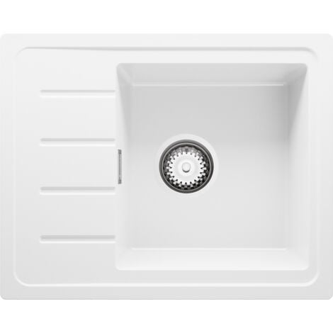 Blanc 55x44cm, Lavabo 1 bac + Kit de Vidage, Évier à Encastrer au meuble 45cm - Copenhague Easy de Primagran