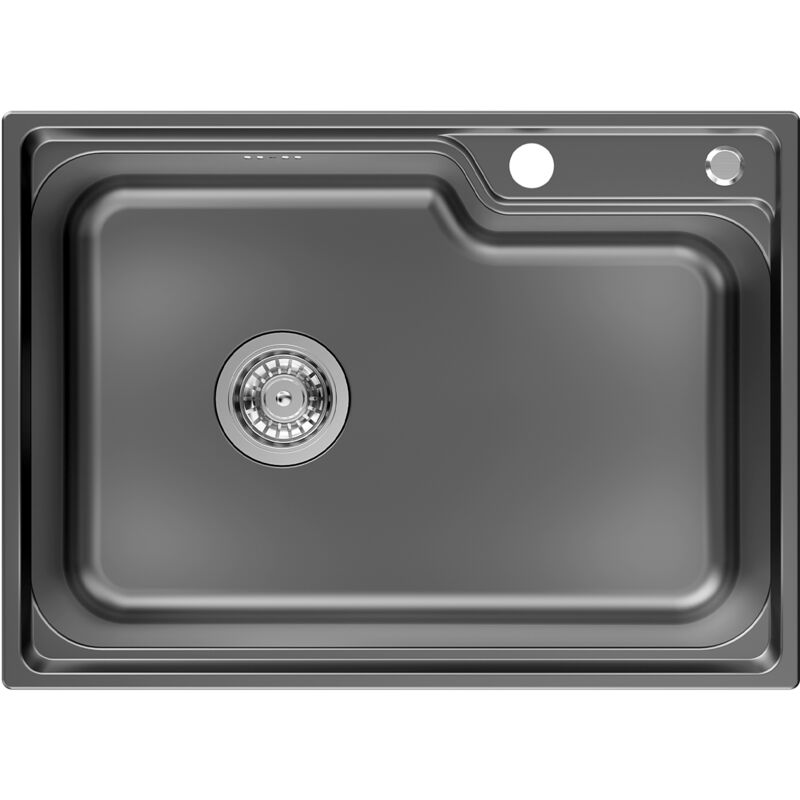 Auralum Max - vier Cuisine en Inox Évier 1 Bac 62x45x21CM avec Système de Drainage, Convient pour Table de 60 cm ou plus, Gris-noir