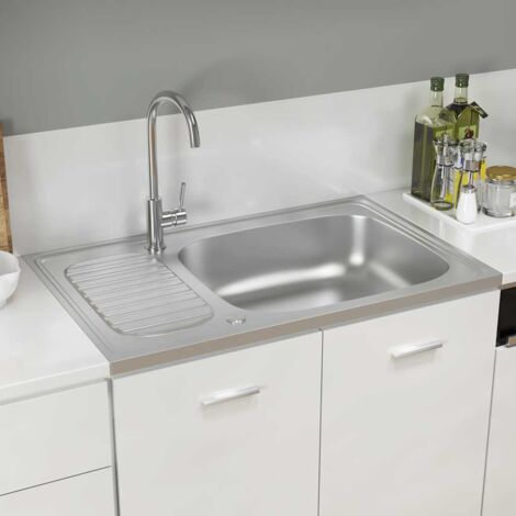 Évier Cuisine et égouttoir - Cuve de cuisine Argenté 800x500x155 mm Inox BV659213 - BonneVie