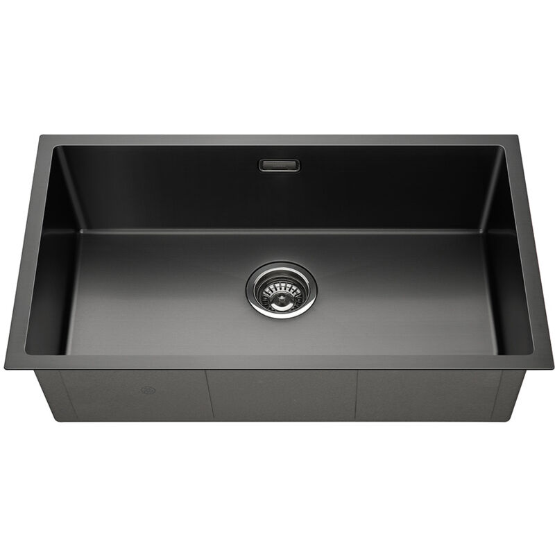Vier 1 Bac 74 x 44 x 20 cm Évier Montage à Encastrer, à Fleur ou Sous-Plan Évier Cuisine Anthracite en Inox avec Trop-Plein et Système de Drainage