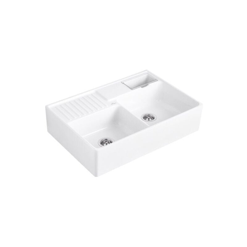 Villeroy&boch - Evier timbre d'office villeroy et boch Tradition 2 bacs 89,5 x 63 céramique vidage manuel blanc