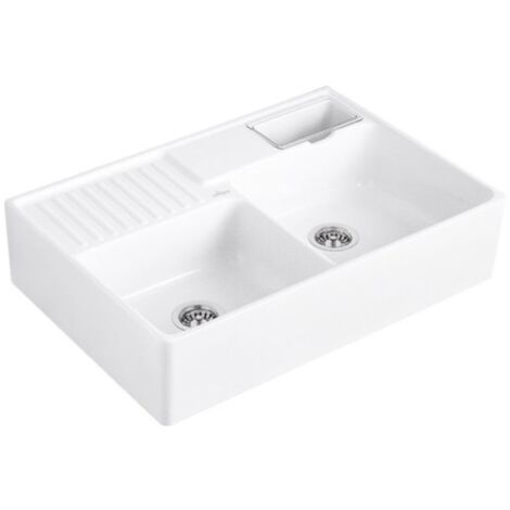 Evier cuisine VILLEROY ET BOCH Tradition Snow White CeramicPlus avec vidage automatique