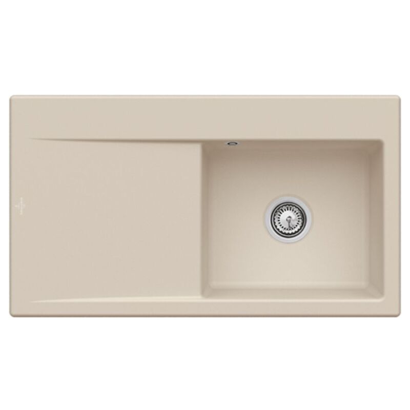 Evier cuve à droite avec vidage automatique VILLEROY ET BOCH Subway 50, almond ceramic plus