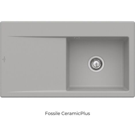 Evier cuve à droite avec vidage VILLEROY ET BOCH Subway 50, fossile ceramic plus