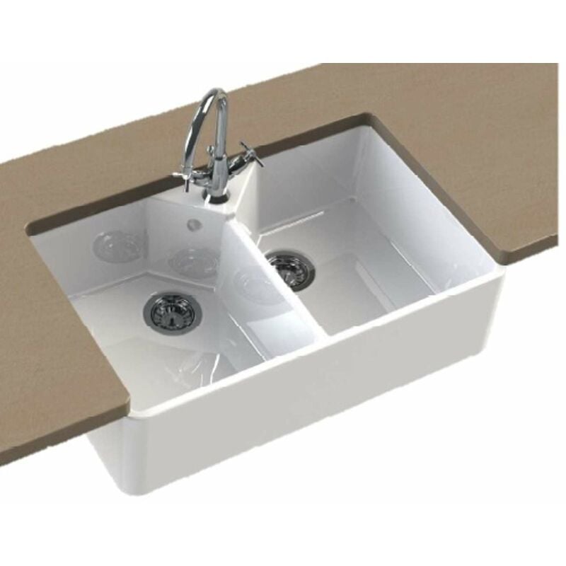 Villae Farmhouse - Évier en céramique, 79x49 cm, blanc brillant 525164 - Blanco