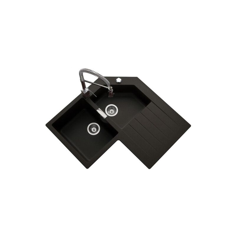 Évier de cuisine d'angle PRIMUS 2 bacs Nero