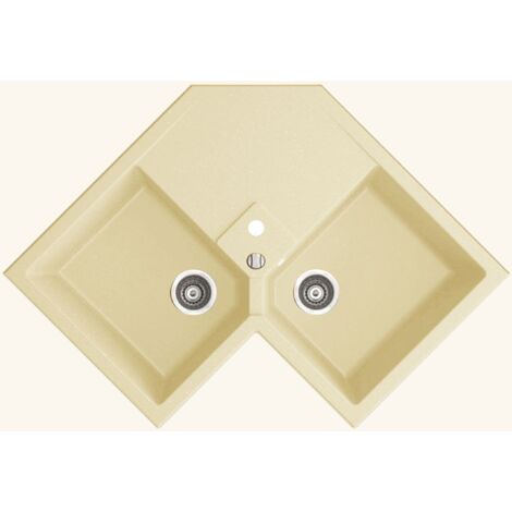 Evier d'angle granit beige Kümbad VOZ 2 bacs
