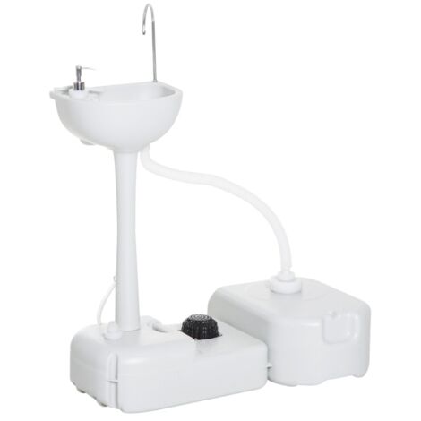 Évier de camping portable Rootz avec bac de récupération, distributeur de savon, réservoir d'eau de 17 L, lavabo, mobile, gris clair, 83 cm x 50 cm x 103 cm-AquaForge