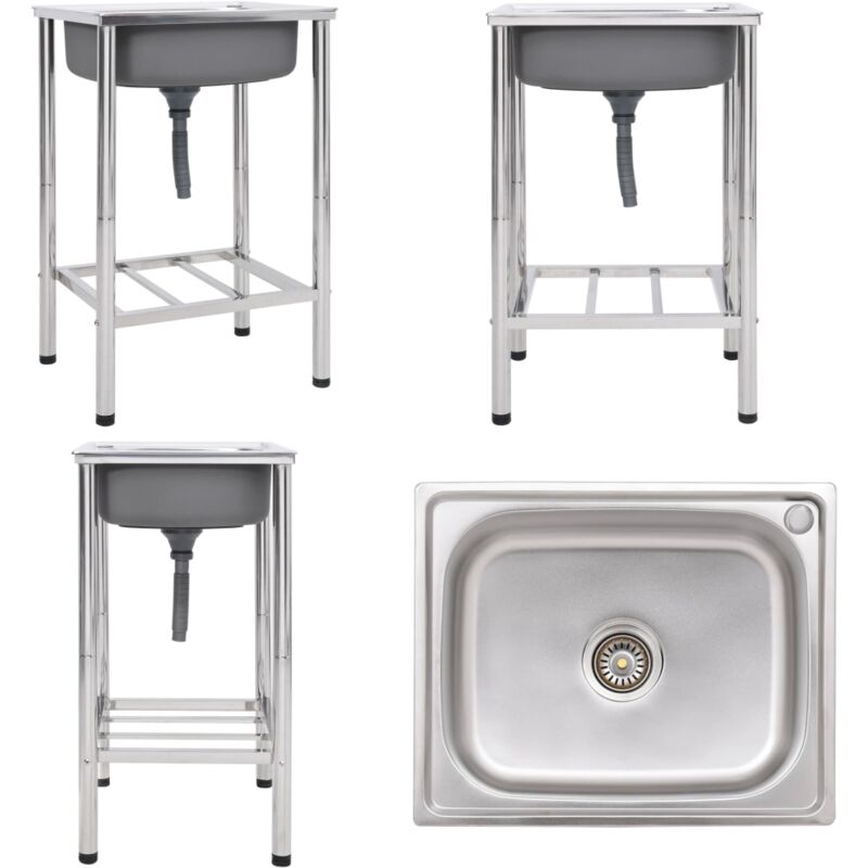 Vidaxl - vier de camping Seul lavabo Acier inoxydable - évier de camping - éviers de camping - Home & Living - Argent