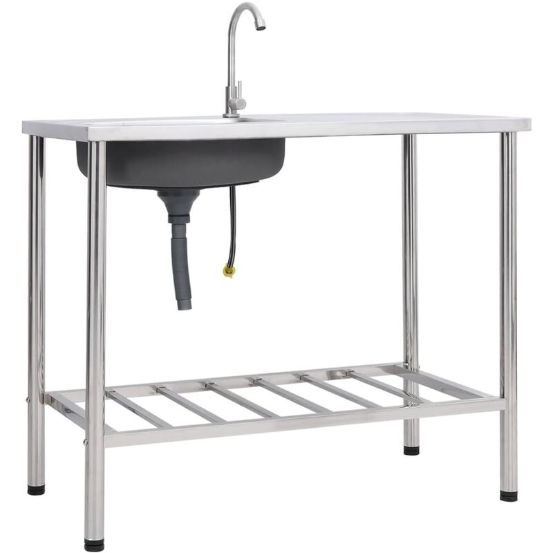 Helloshop26 - vier de camping Seul lavabo avec robinet Acier inoxydable