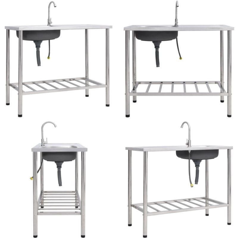 Vidaxl - vier de camping Seul lavabo avec robinet Acier inoxydable - évier de camping - éviers de camping - Home & Living - Argent