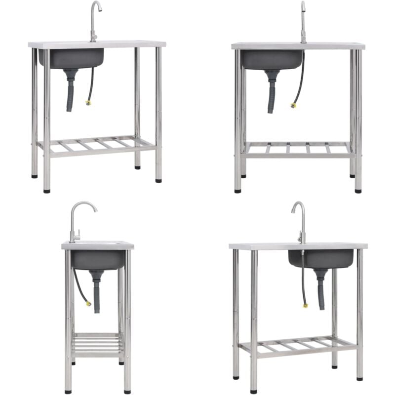 Évier de camping Seul lavabo avec robinet Acier inoxydable - évier de camping - éviers de camping - Home & Living