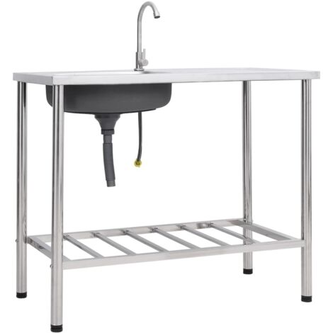Évier de camping Seul lavabo - Bac Vasque pour cuisine - avec robinet Acier inoxydable Chic-353394