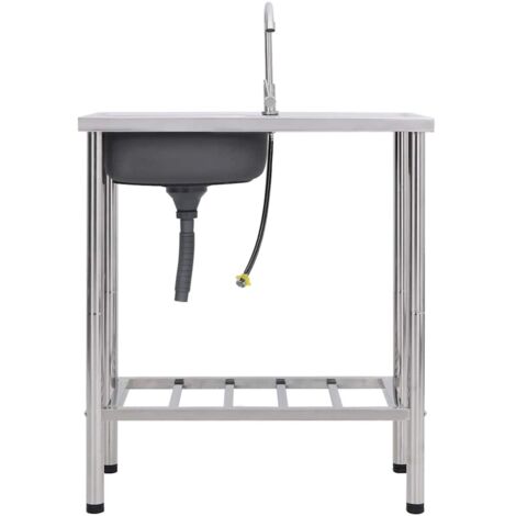 Évier de camping Seul lavabo Équipement de Cuisine, avec robinet Acier inoxydable OIB7550E