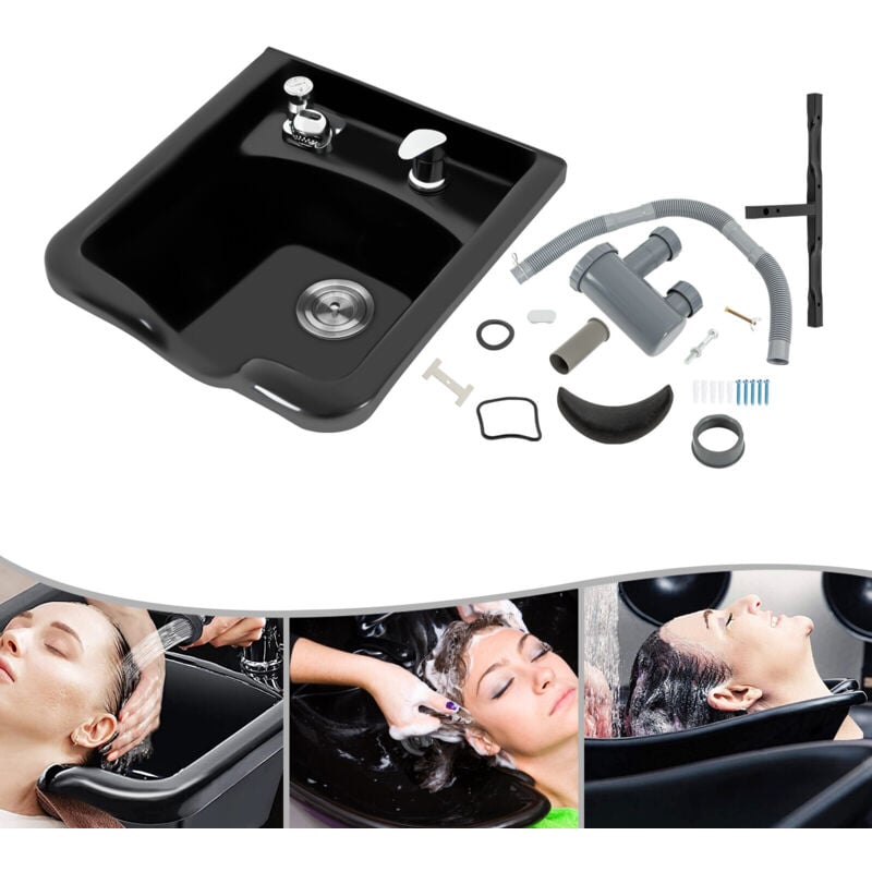 Vier de coiffeur en abs pour shampooing, lavabo, grand bol de salon de coiffure Noir