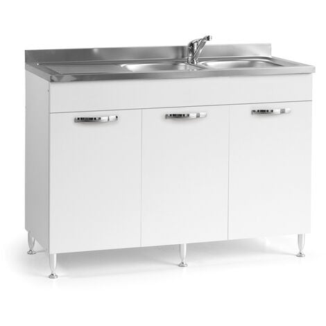 WEBMARKETPOINT Évier de cuisine à 3 portes Réversible blanc Cm 120x50xH 85