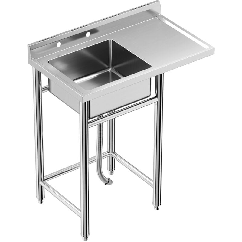 Lunsy - vier de cuisine autoportant 76x40x76cm pour cuisine en plein air, Restaurant Commercial évier, évier de cuisine en acier inoxydable avec