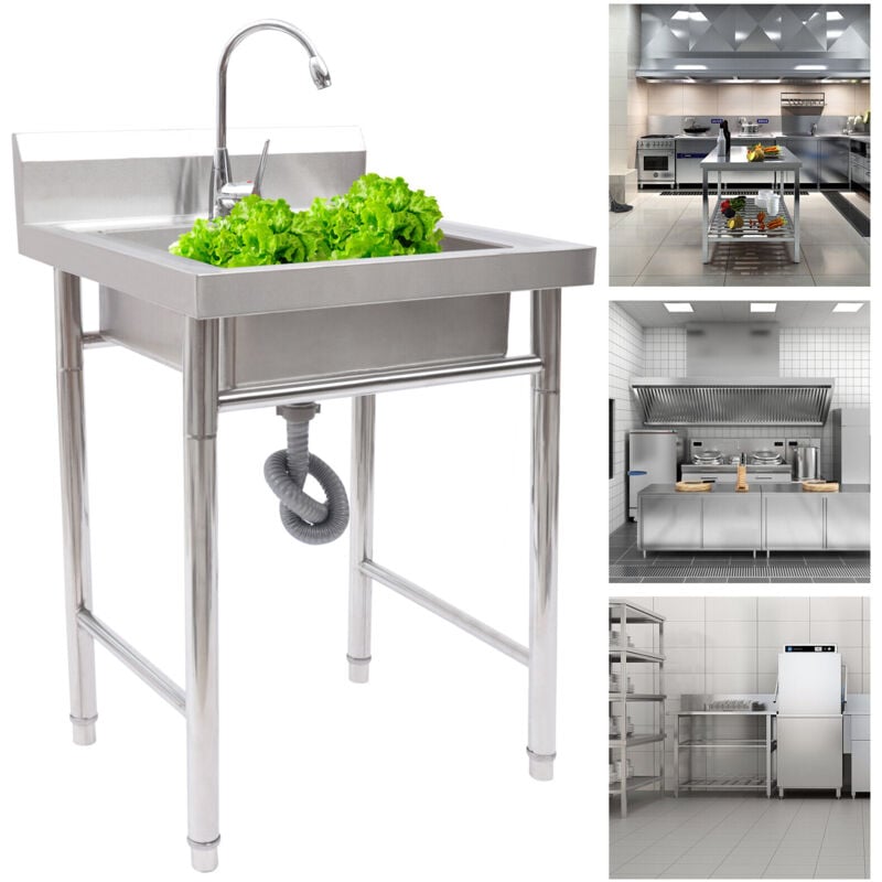 Gojoy - vier De Cuisine Autoportant Évier En Acier Inoxydable Évier 1 Bassin Avec Filtre De Vidange ,robinet