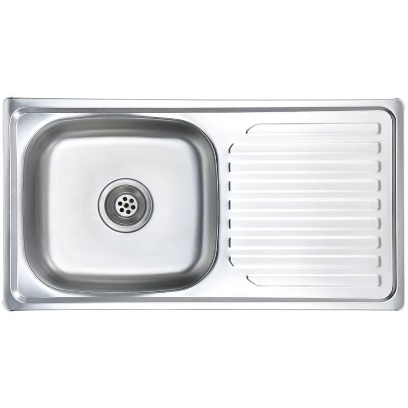 Helloshop26 - Evier de cuisine avec crépine et piège évier encastré évier rectangulaire 75 x 40 cm maison intérieur durable résistant acier inoxydable