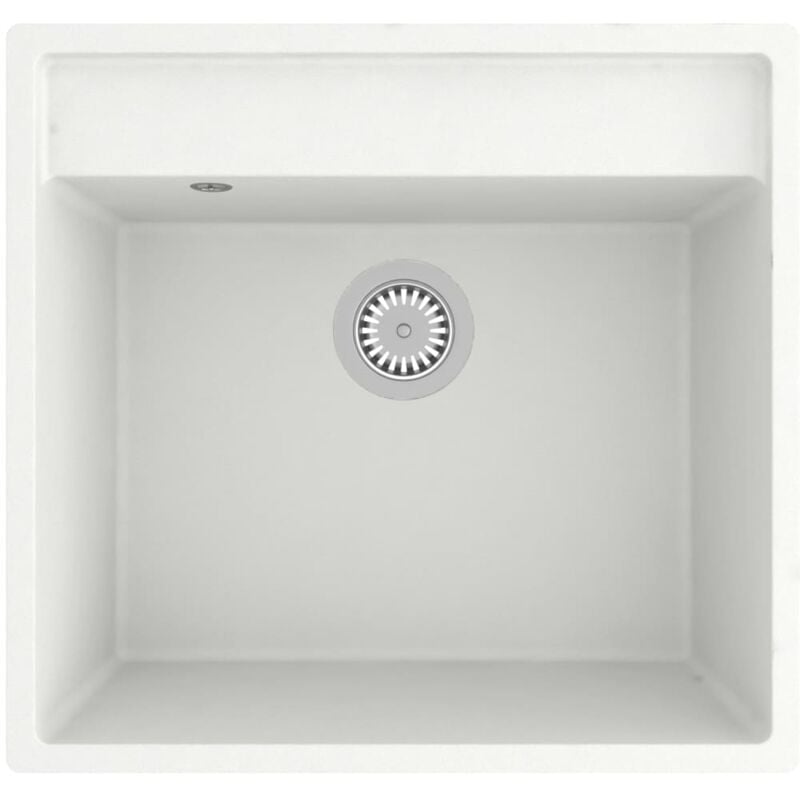Évier de cuisine avec trou de trop-plein Blanc Granit vidaXL