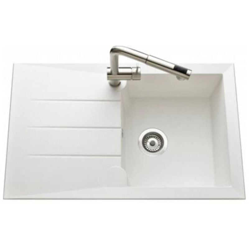 Aquatop - Evier à encastrer Slam 1 cuve + 1 égoutoir blanc EV185006