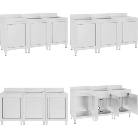 Évier de cuisine commercial 180x60x96 cm Acier inoxydable - armoire de cuisine -  armoires de cuisine - Home & Living