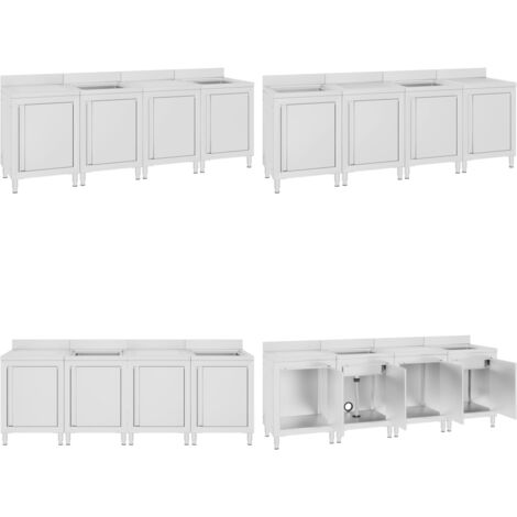 Évier de cuisine commercial 240x60x96 cm Acier inoxydable - armoire de cuisine -  armoires de cuisine - Home & Living