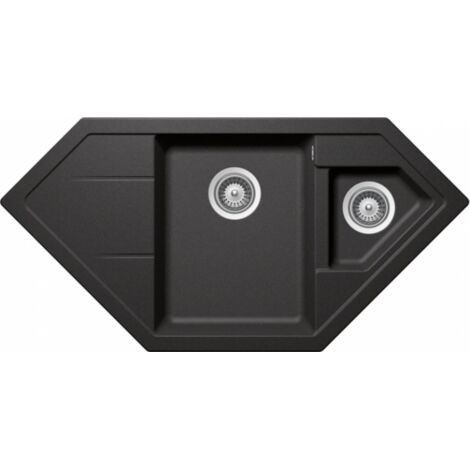 Évier de cuisine d'Angle Cristadur Signus - 1002 x 500 x 205 mm - sous-meuble 80 cm - Coloris Stone - Schock
