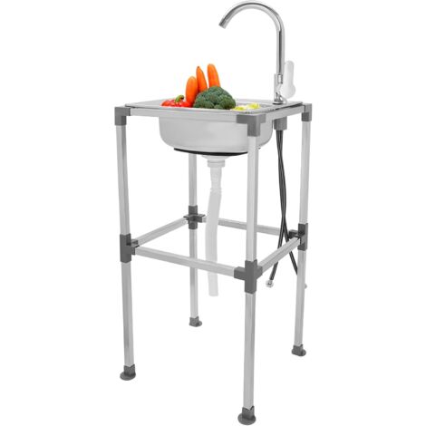 Évier de cuisine en acier inoxydable, 1 bac avec robinet, 38 x 33 x 75 cm, Évier Indépendant Pour les maisons, les restaurants, les buanderies, les caves