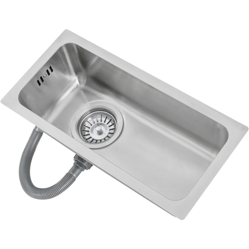 Gojoy - vier de cuisine en acier inoxydable 304, 45 x 23 cm, Évier Encastré Rectangulaire, Évier de cuisine étroit avec bonde à tamis et trop-plein