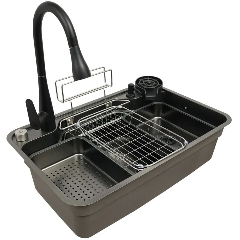 Gojoy - vier de cuisine en acier inoxydable évier encastré évier de cuisine avec ensemble de vidange 75 x 48cm
