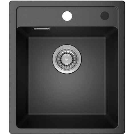 ANYCEE MAX Évier de cuisine en granit, 40 x 46 cm, à poser, avec siphon, bonde et trop-plein