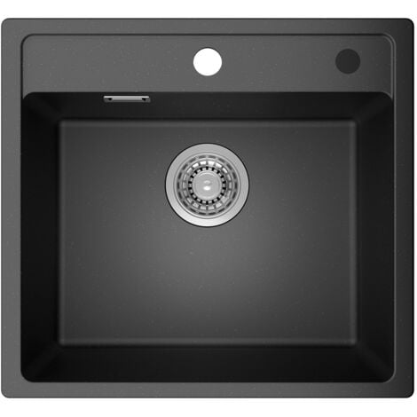 ANYCEE MAX Évier de cuisine en granit, 50 x 46 cm, à poser, avec siphon, bonde et trop-plein