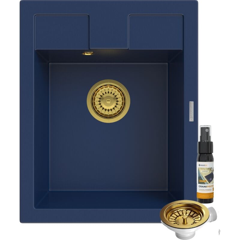 Granitan - vier de cuisine en granit à un bac bleu marine siphon gold best