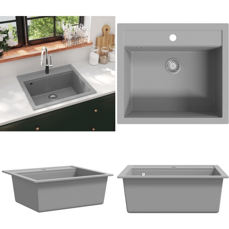Évier de cuisine en granit Bac unique Gris - évier de cuisine - éviers de cuisine - Home & Living