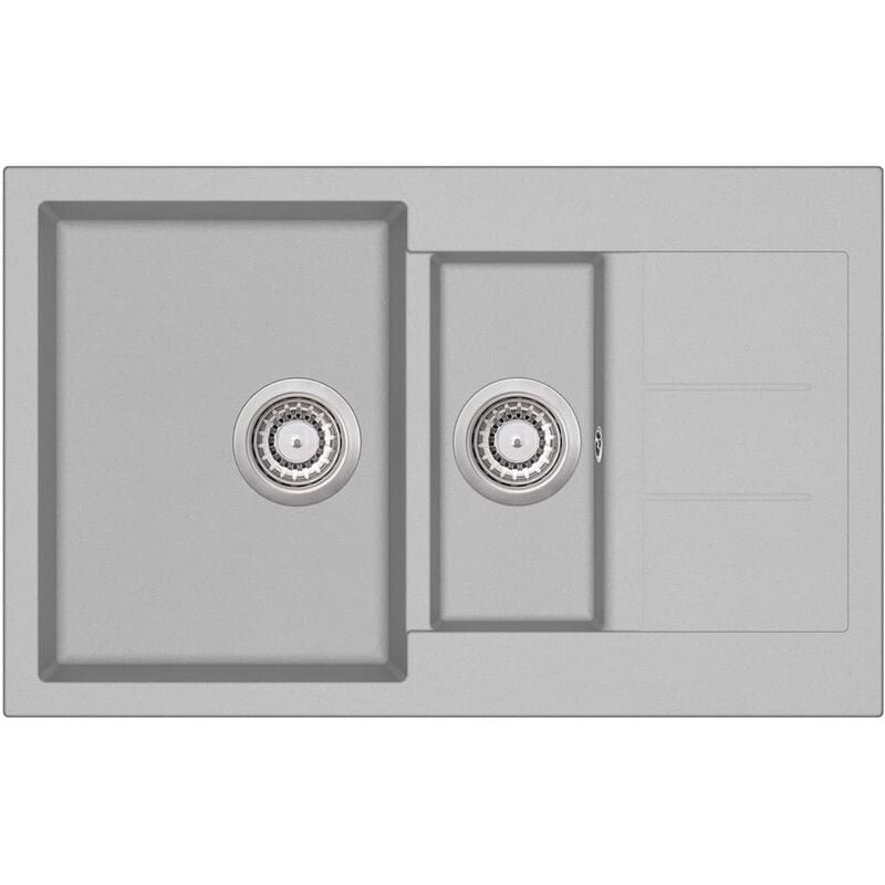 Vier de cuisine en granit double bac gris