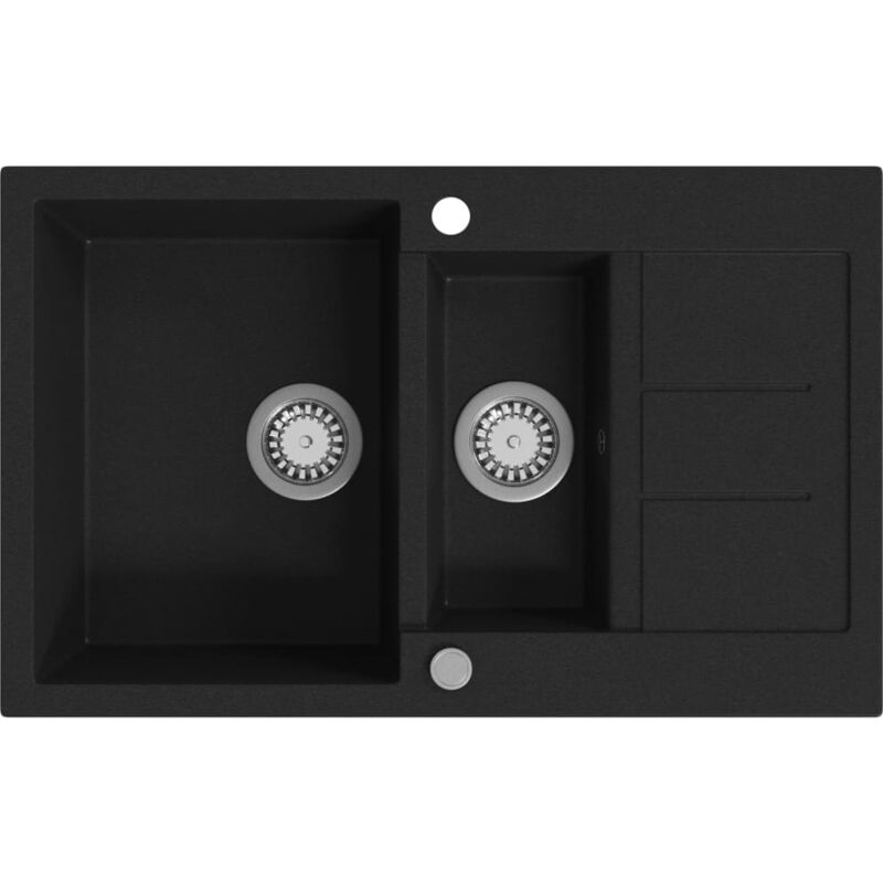 Vidaxl - Évier de cuisine en granit Double bac Noir
