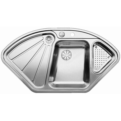 Évier de cuisine en inox Blanco Delta-IF - inox satiné - L 1056 x l 575 x P 175/120 mm - sous-meuble 90x90/70cm - Blanco