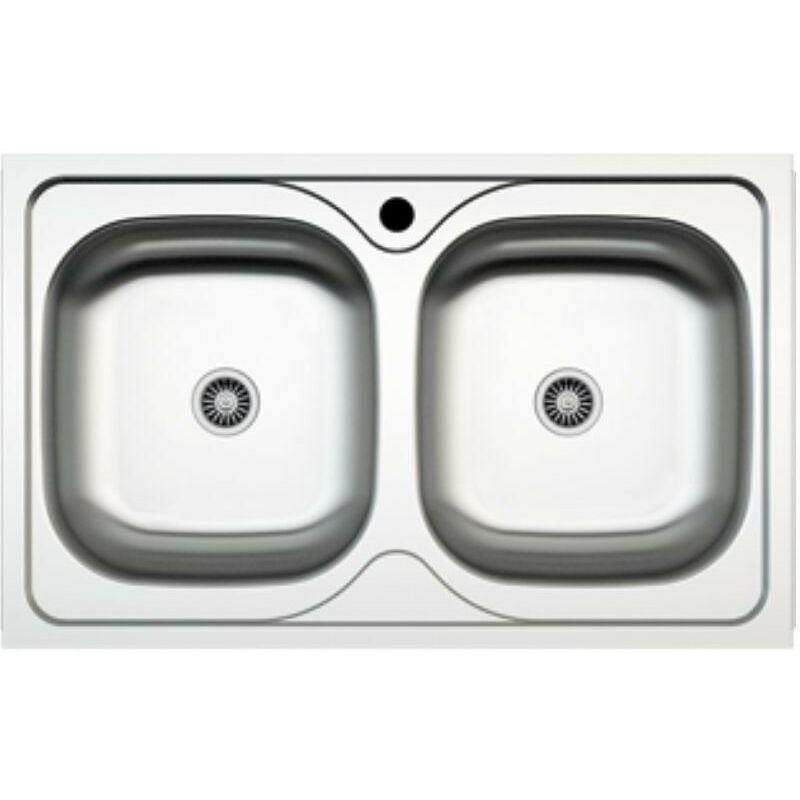 Samet - Evier de cuisine encastrable 86x50 cm deux cuves inox - MP862V