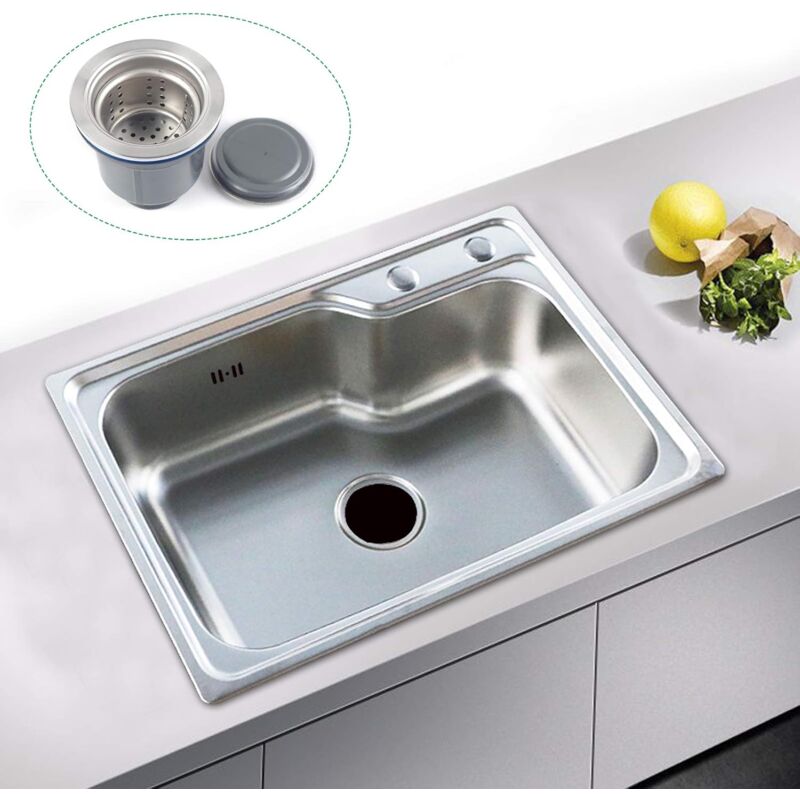 Gojoy - vier de cuisine encastrable en acier inoxydable argenté - 1 bac - Avec bonde - 62 x 43 cm