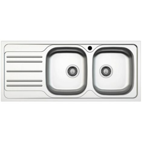 Évier de cuisine encastrable MP1162SX acier 116x50 cm deux bacs et égouttoir gauche