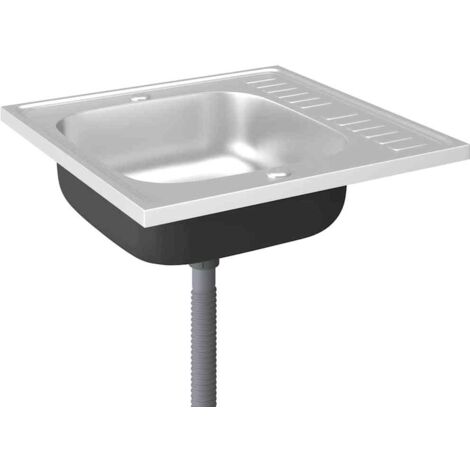 Évier de cuisine, et égouttoir Bac Évier Équipement de Cuisine, Argenté 600x600x155 mm Inox OIB9384E