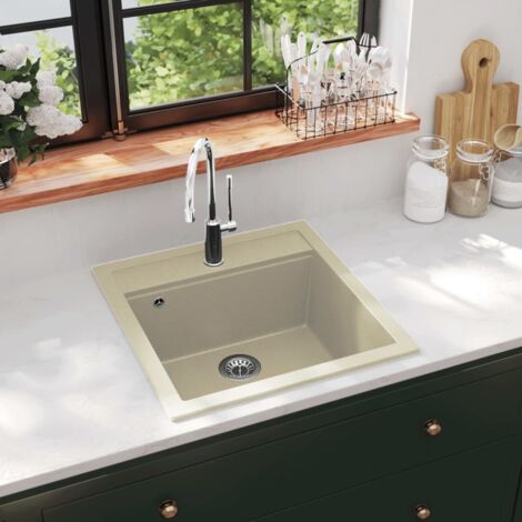 Évier de cuisine  Evier 1 bac Évier à poser Granit Seul lavabo - Beige