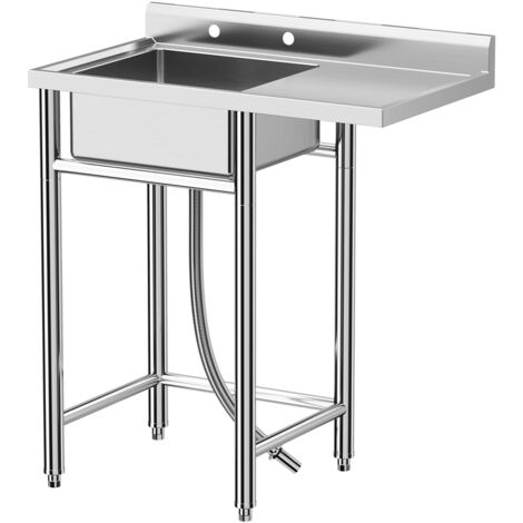 Évier de Cuisine, évier de restaurant commercial, évier de restauration portable sur pied en acier inoxydable, évier utilitaire extérieur à cuve unique pour hôtel, maison, bar, buanderie