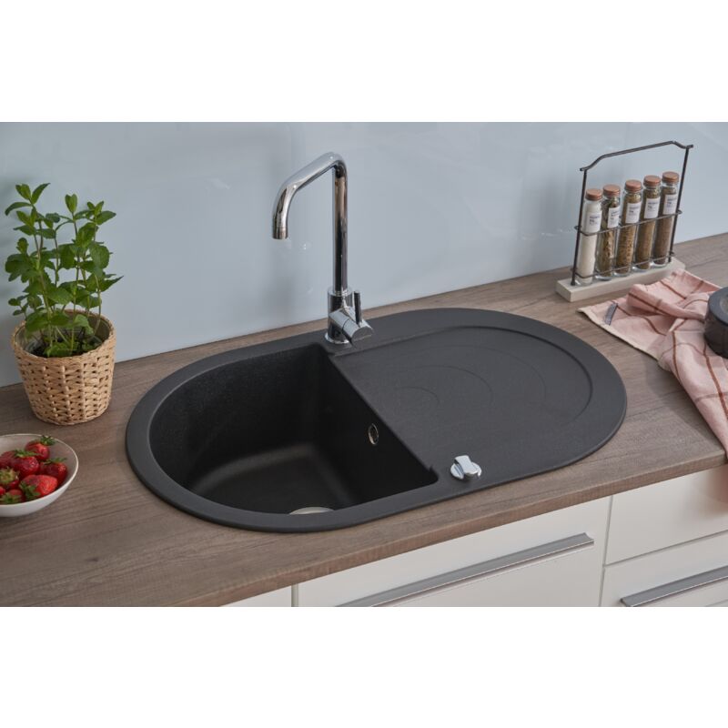 Respekta - Evier de cuisine Evier en granit à encastrer 79 x 50 noir cuisine by Schock