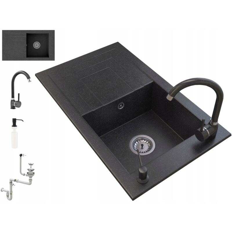 Granitan - vier de cuisine évier en granit ensemble de robinetterie de cuisine