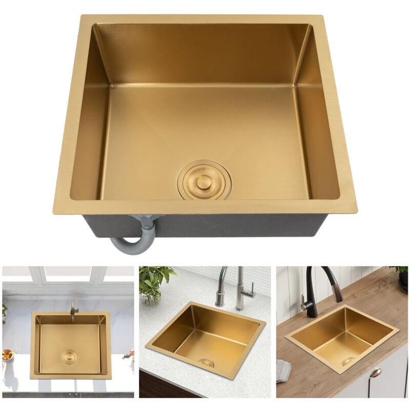 évier de cuisine évier rectangulaire encastré en acier inoxydable avec drain