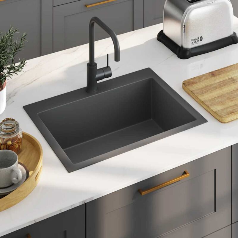 vidaXL Évier de cuisine fait main Noir Acier inoxydable